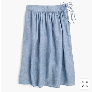 J. Crew easy linen midi skirt with ties